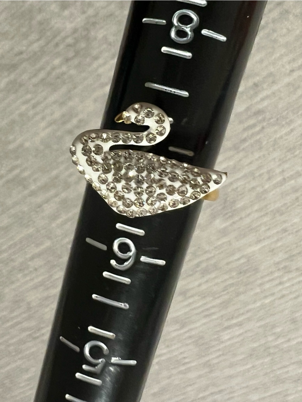 Stainless Steel Rhinestone Flamingo Ring - Size 7